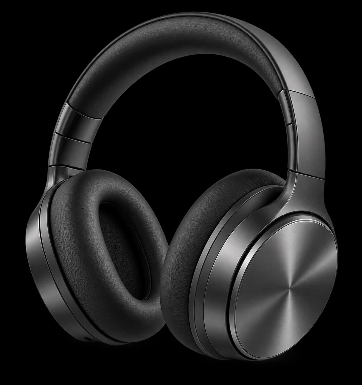 Graphite over-ear wireless headphones, audio category illustration